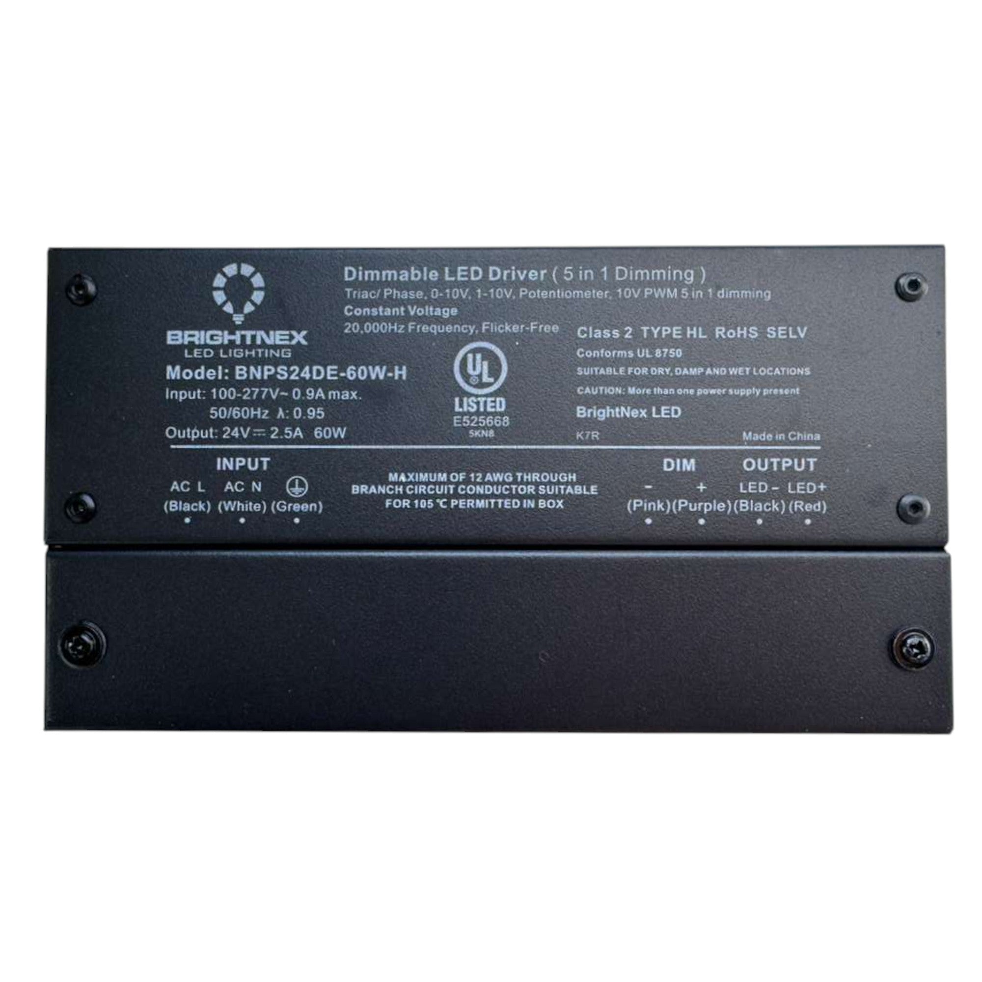 80W 5-in-1 Dimmable LED Driver with Junction Box – 24V – TRIAC, ELV, MLV, 0-10V, PWM, Potentiometer – Flicker-Free, Full Range Dimming