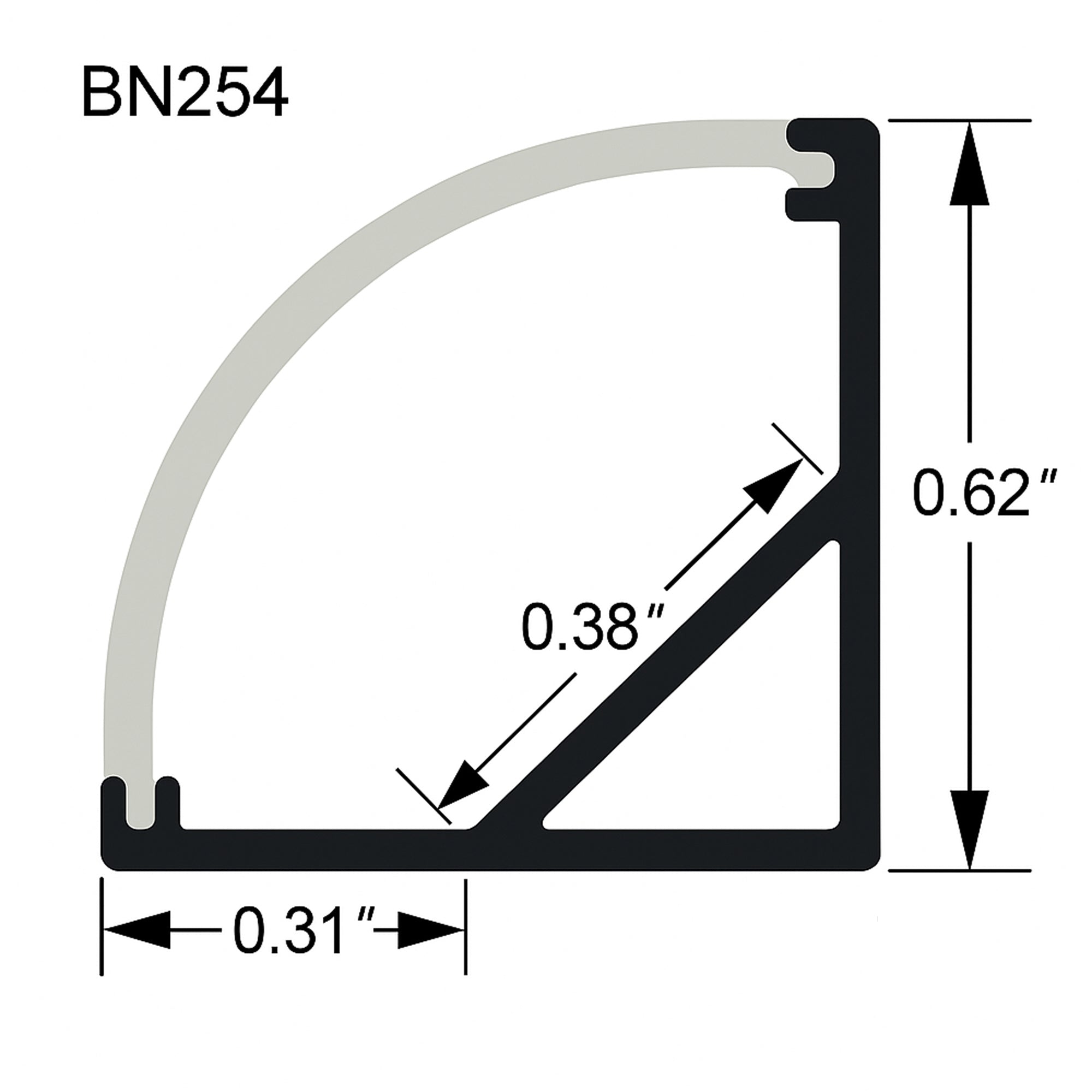 V Shape Aluminum Channels 90 Degree Corner Channel, Angular Mounting, BN254