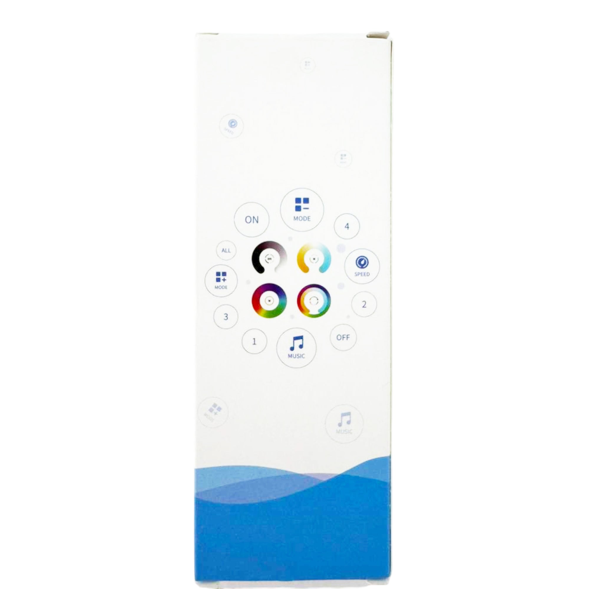 RB3 RGB LED strip remote control packaging back showing remote layout diagram