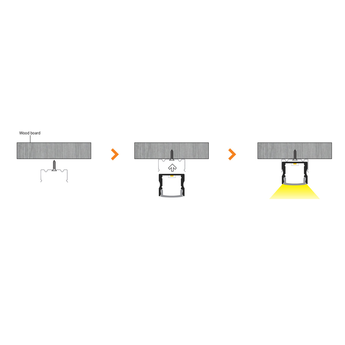 Surface mount black LED aluminum channel installation