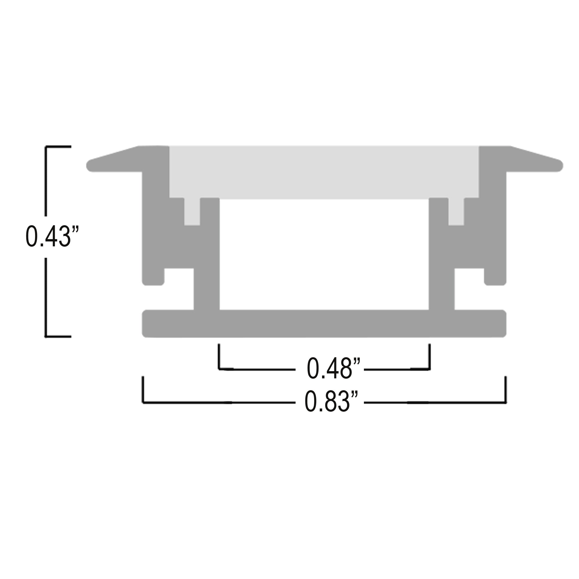 BN264 indoor floor LED aluminum profile technical dimensions drawing for recessed LED strip channel