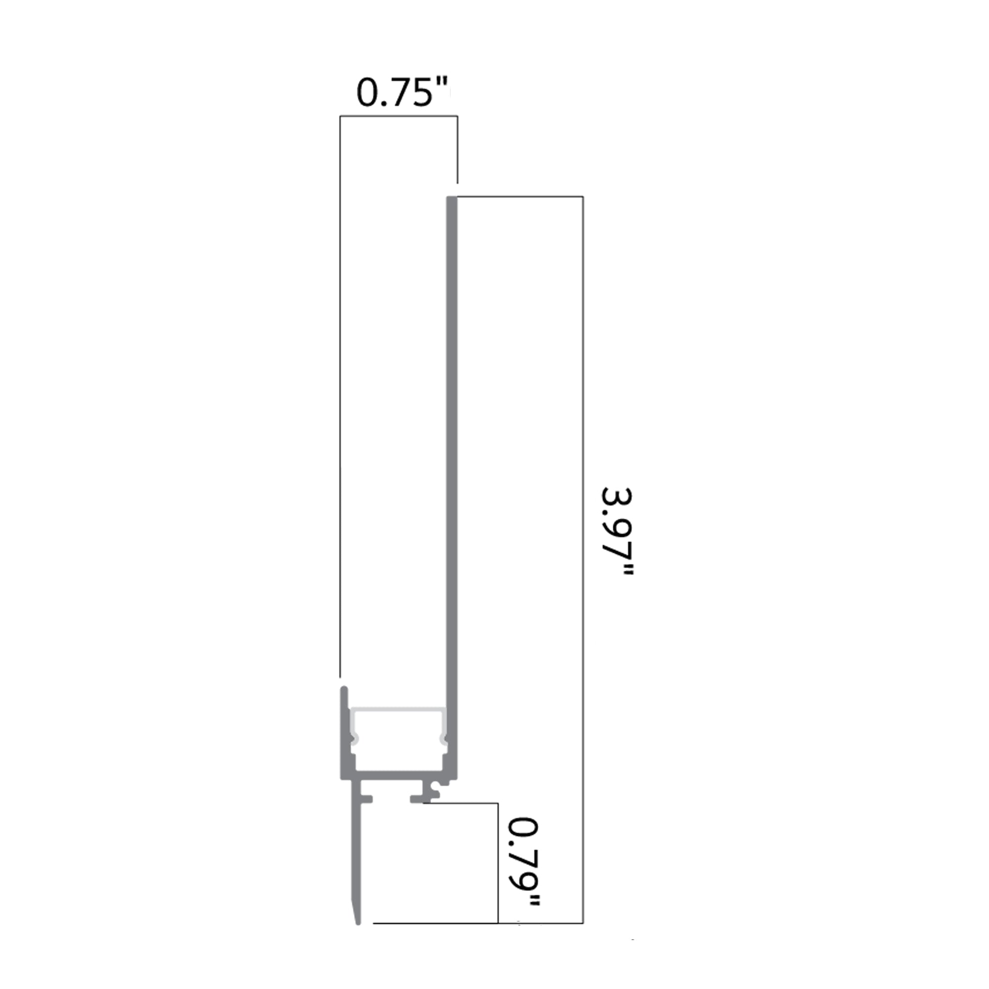 BN5619 indoor plaster in LED baseboard channel technical dimensions drawing for LED strip installation