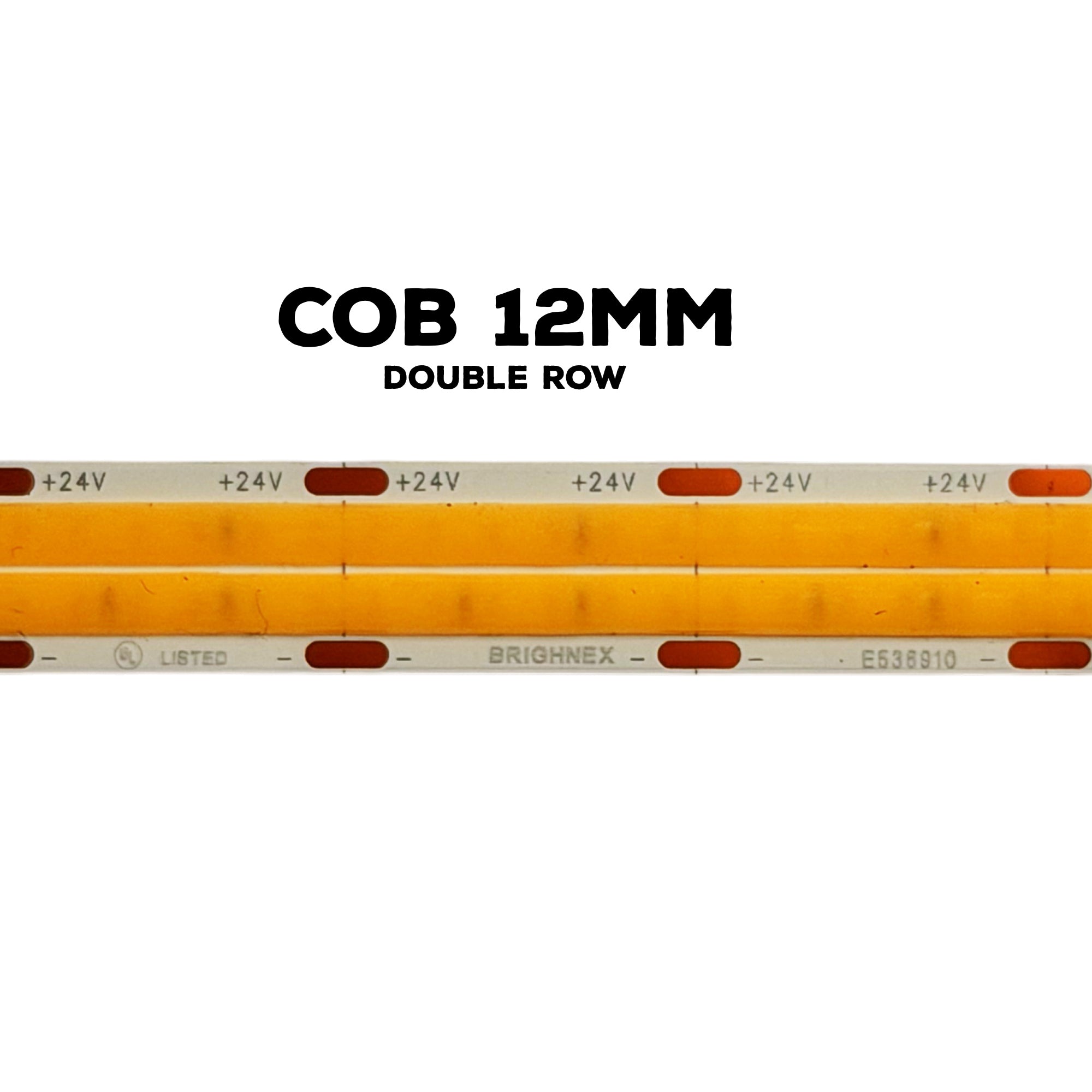 UL listed COB double row LED strip light 24V 12mm indoor showing double line COB LED layout and PCB structure detail