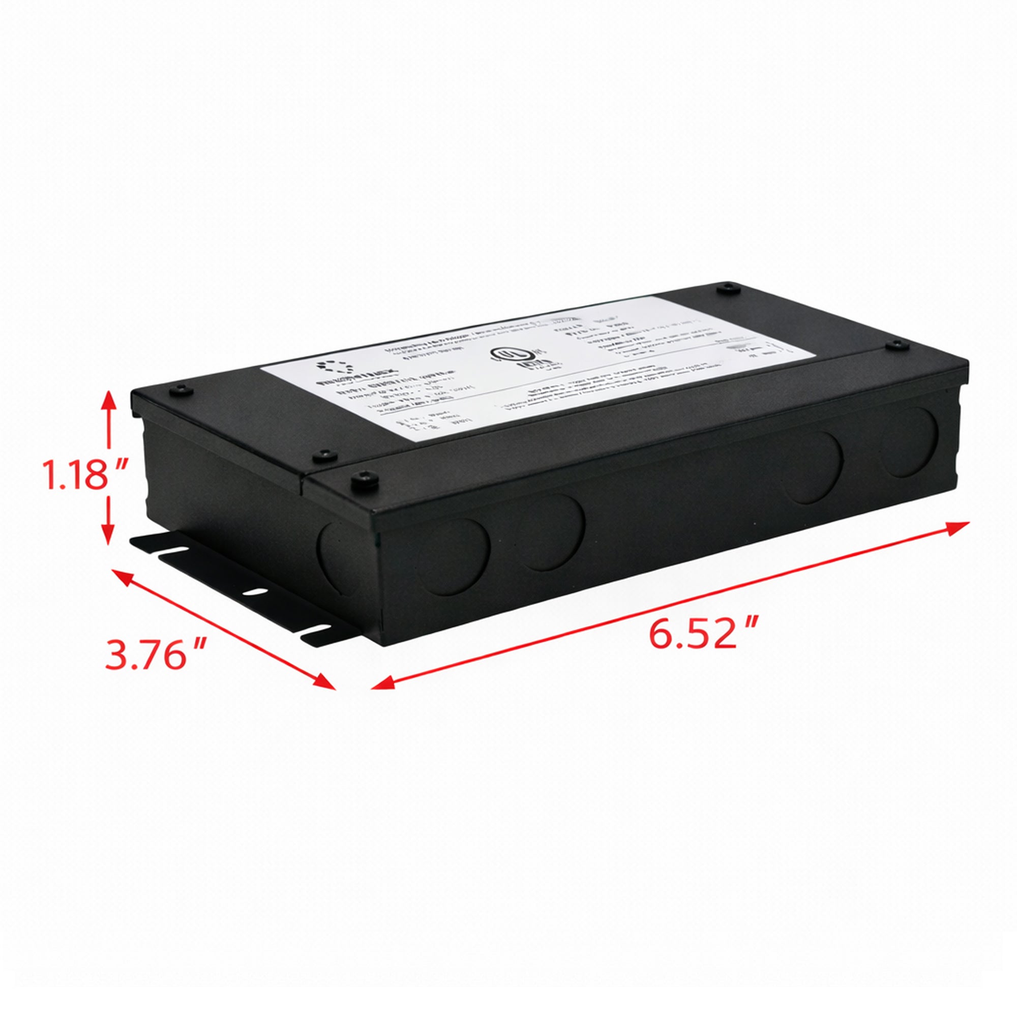 UL listed 12V 24V 30W dimmable LED driver metal junction box showing product dimensions