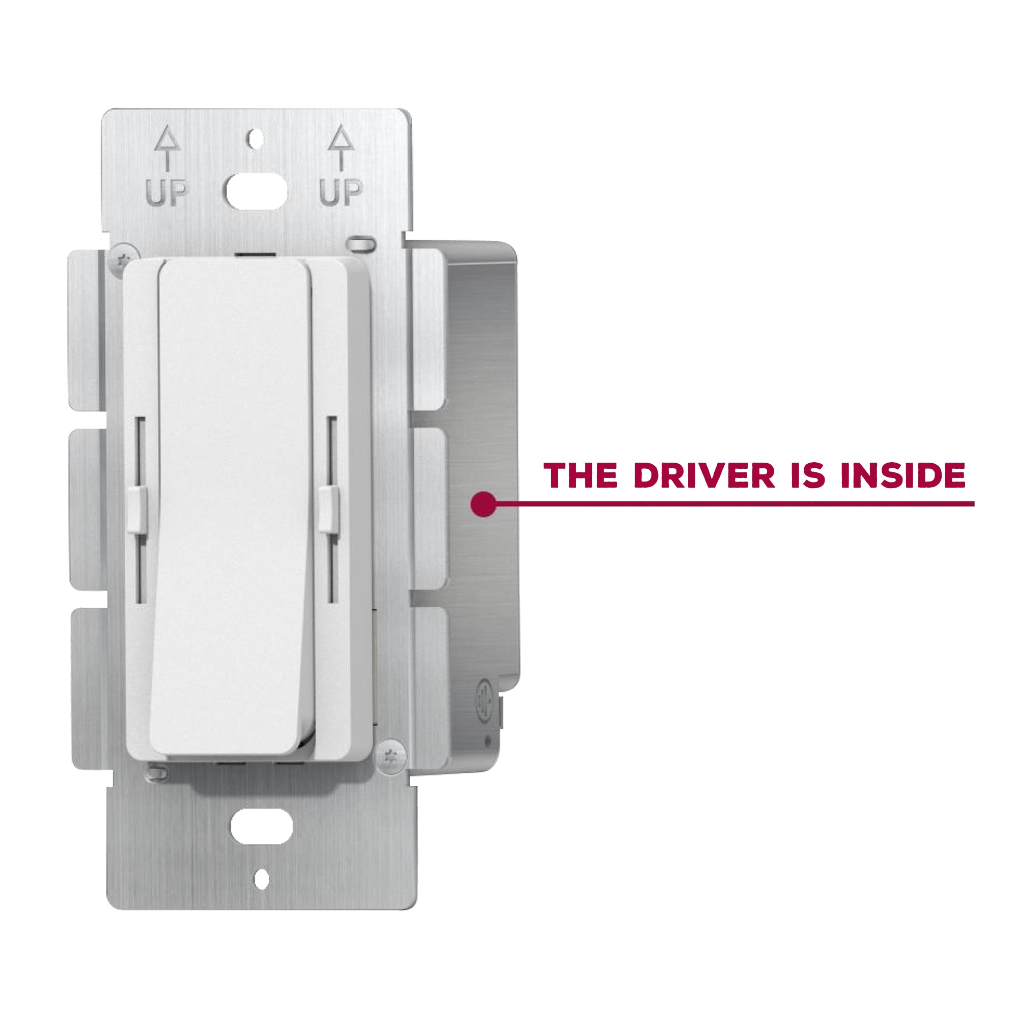 UL listed 24V 160W CCT dimmable LED driver wall switch front view showing integrated LED driver inside the switch body