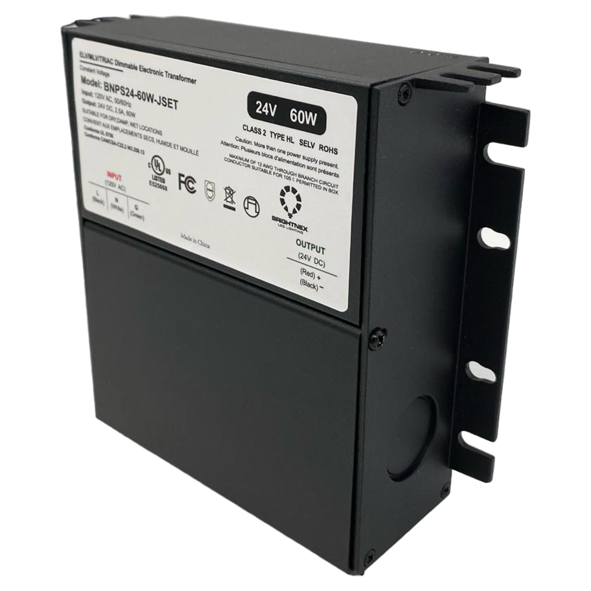 UL listed 24V 60W dimmable LED driver metal junction box constant voltage transformer for indoor and outdoor LED strip lighting systems