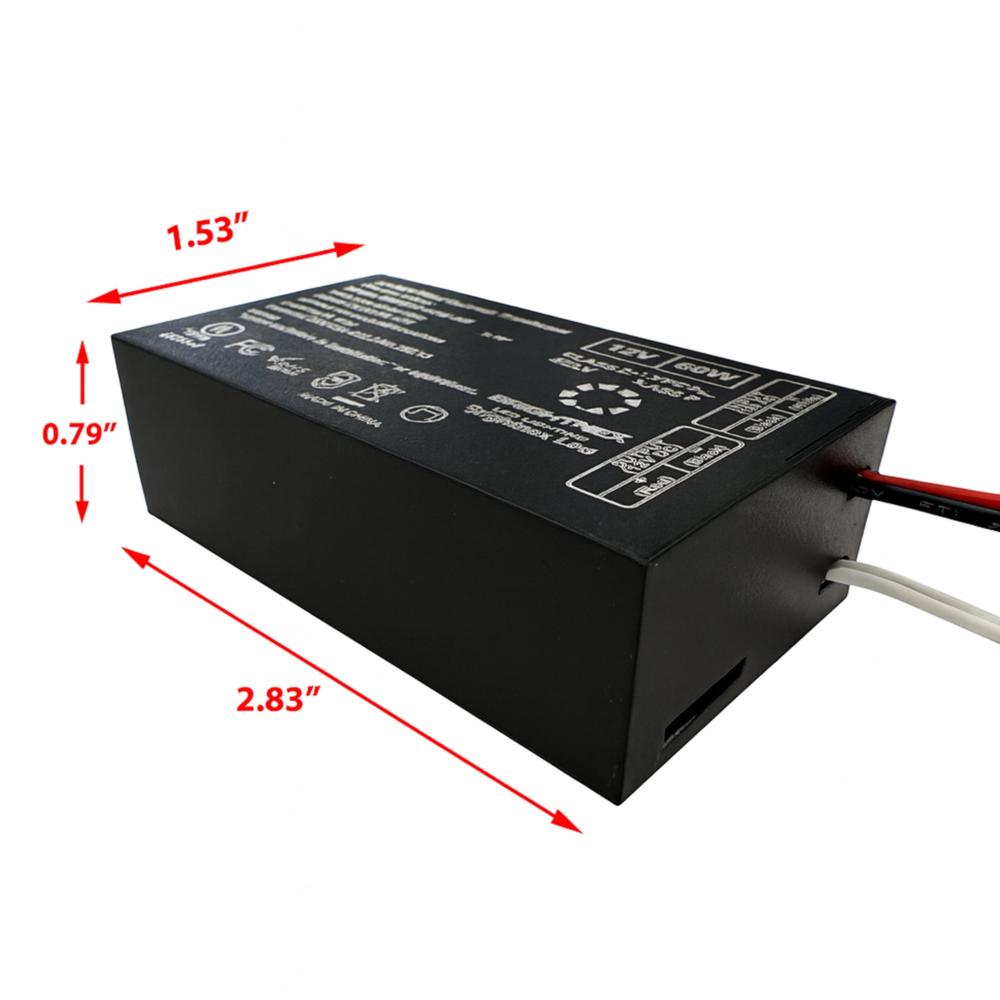 UL listed 24V 96W dimmable LED driver smallest compact size showing dimensions