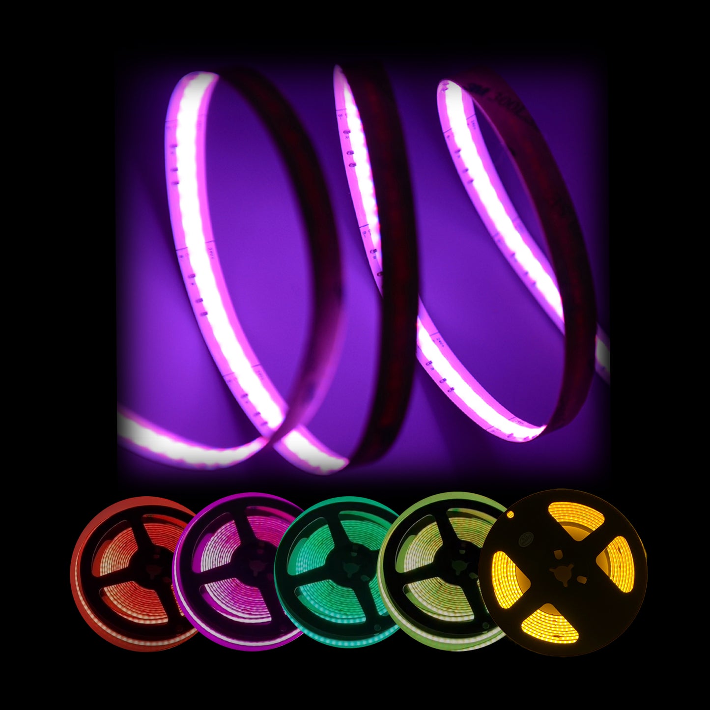 RGB Dotless Linear LED Strip Lights - Cob RGB - Input DC24V, 16.5 ft