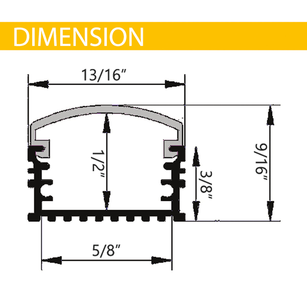 BN251 LED aluminum channel dimensions 13/16 x 3/8 inch