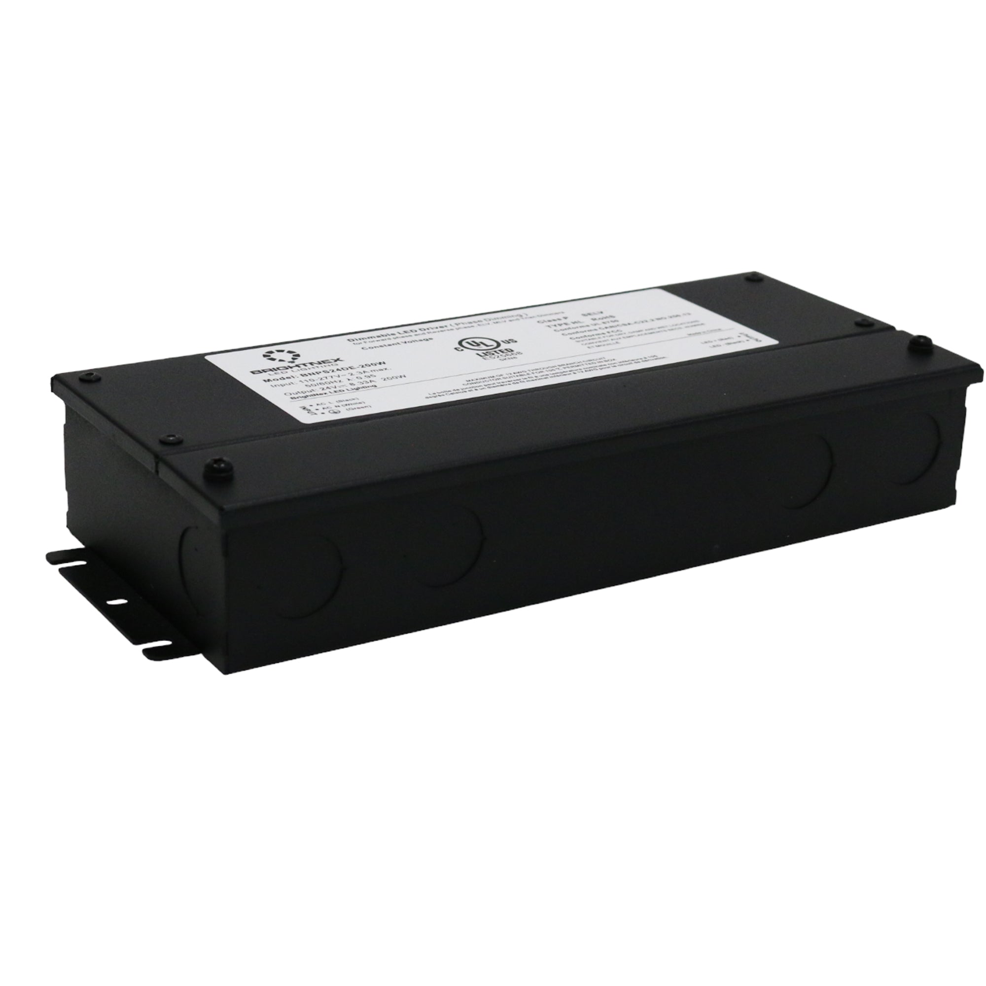 UL listed 12V 24V 200W dimmable LED driver with metal junction box enclosure
