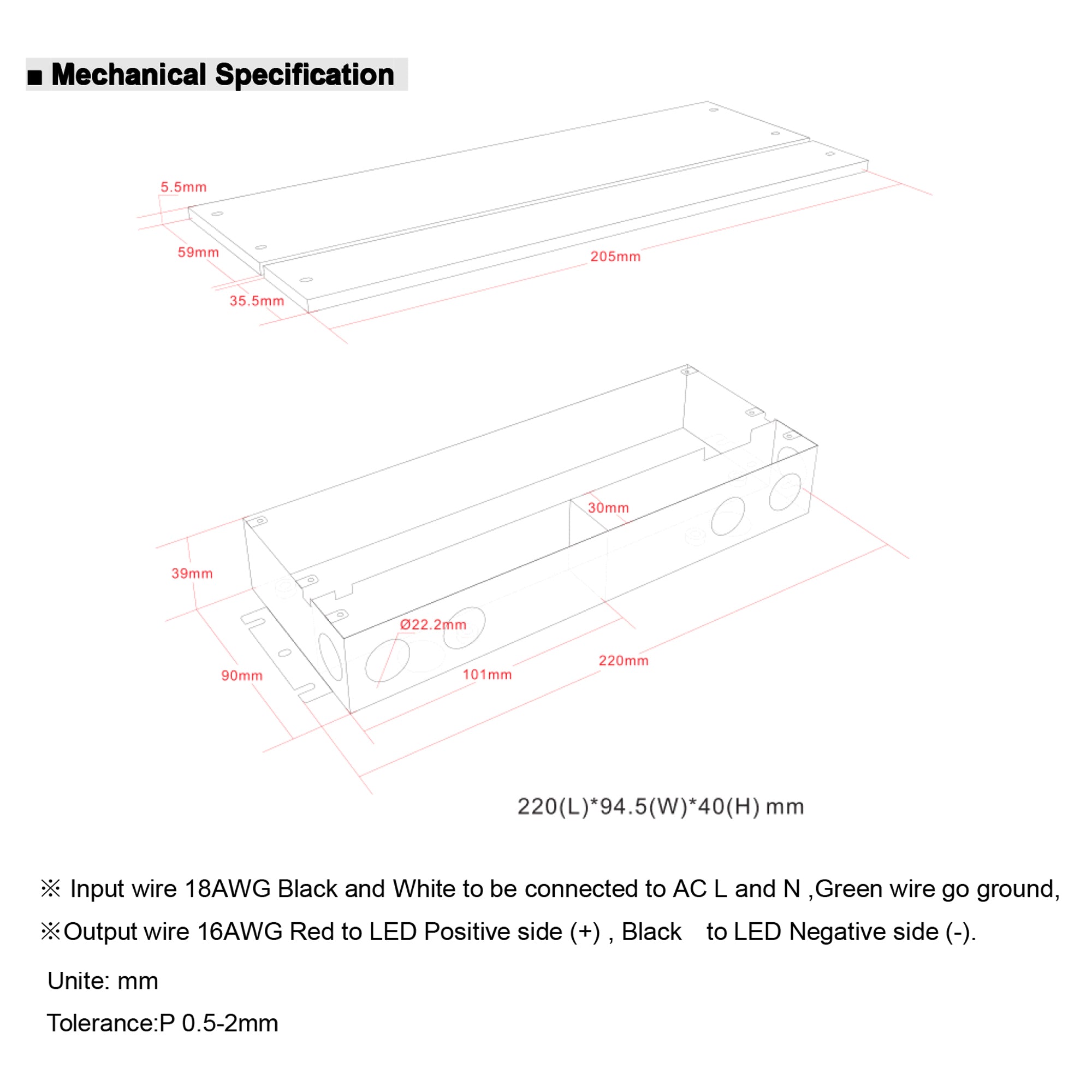 UL listed 24V 96W dimmable LED driver multi connection wiring diagram showing Triac drivers and LED strip light connections for indoor installation