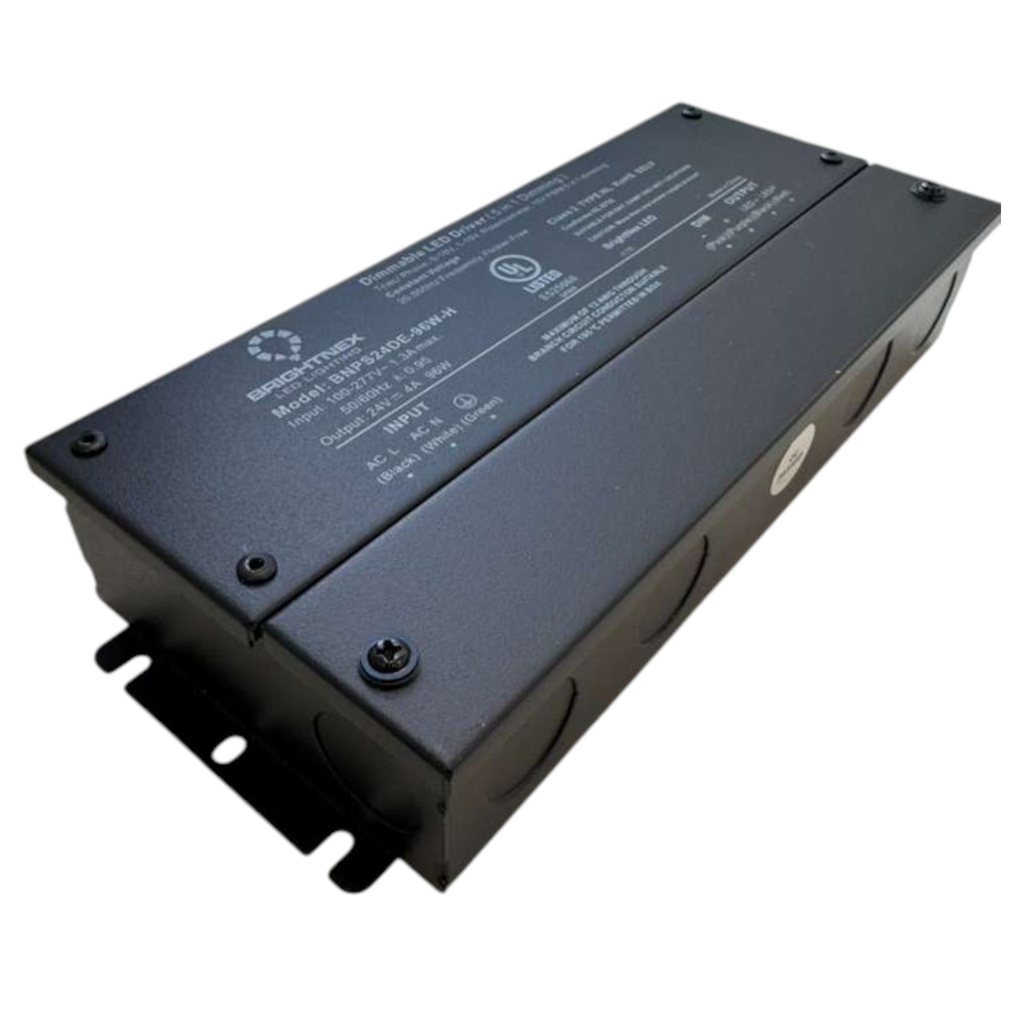 96W 5-in-1 Dimmable LED Driver with Junction Box – 24V – TRIAC, ELV, MLV, 0-10V, PWM, Potentiometer – Flicker-Free, UL Listed