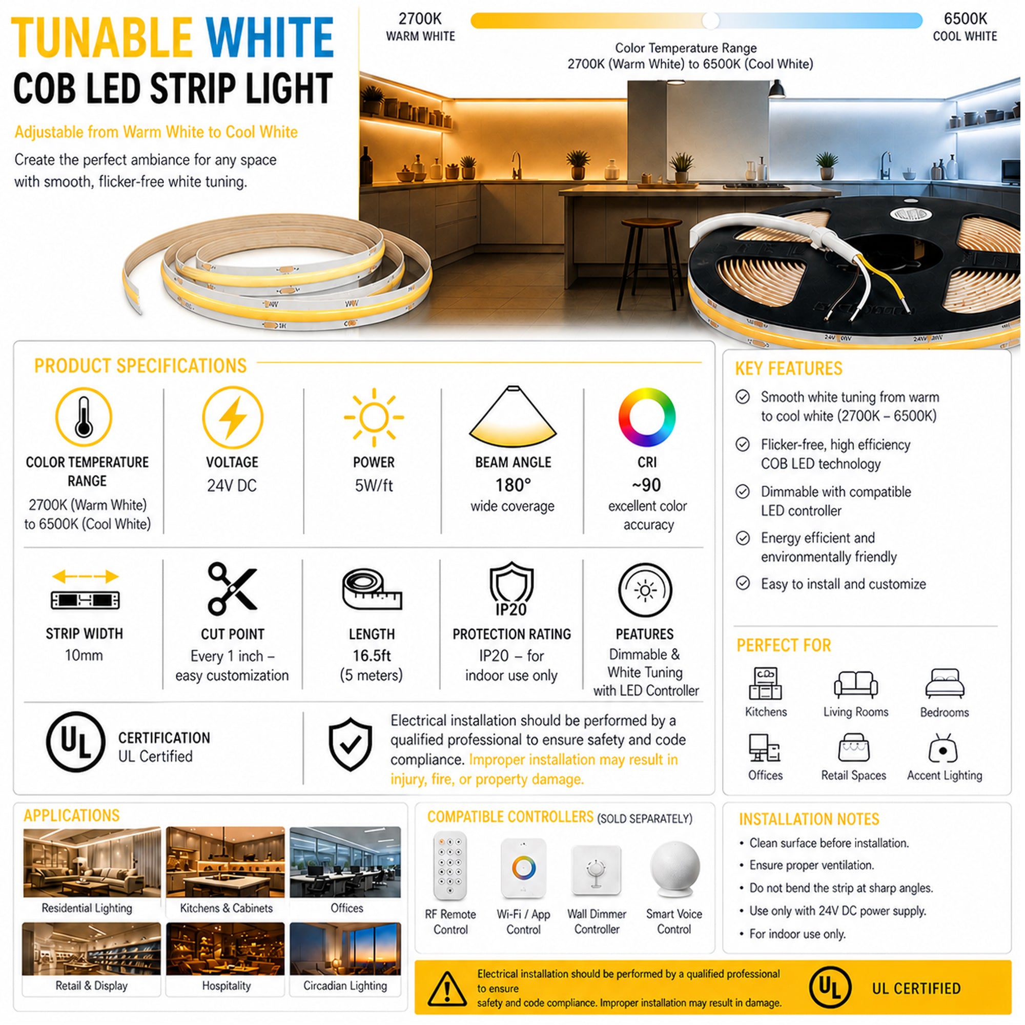 CCT Strip light- Tunable white 
