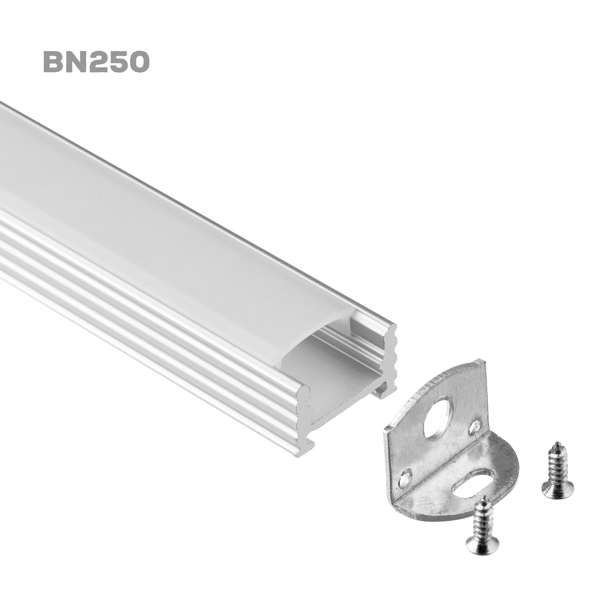 BN250 indoor surface mount LED aluminum profile with mounting bracket and screws for installation