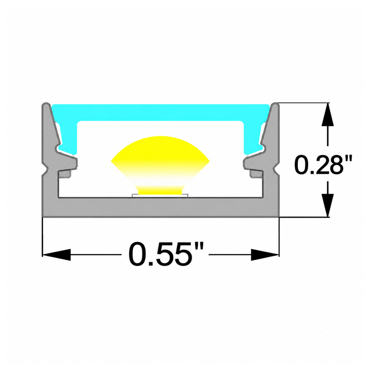 BN252M low profile LED aluminum channel dimensions 0.55 x 0.28 inch