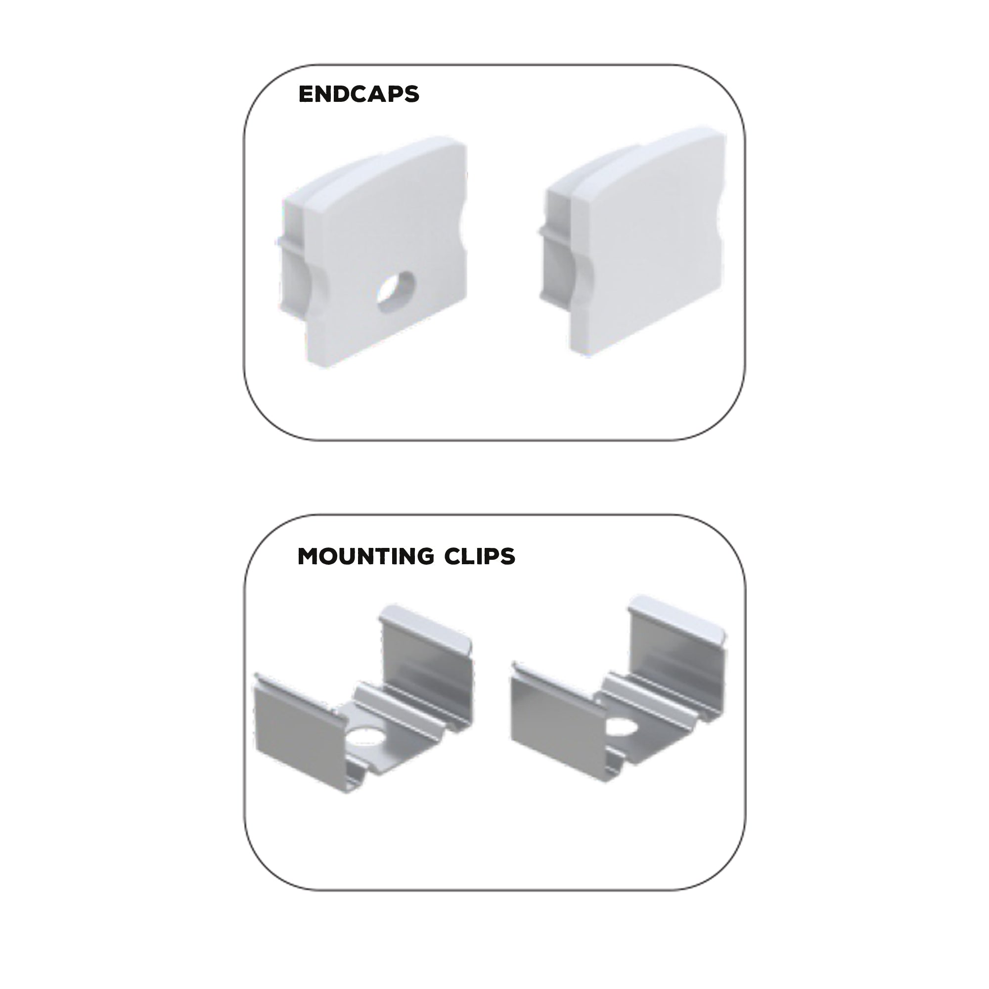 BN253 LED aluminum channel end caps and mounting clips accessories for LED strip profile