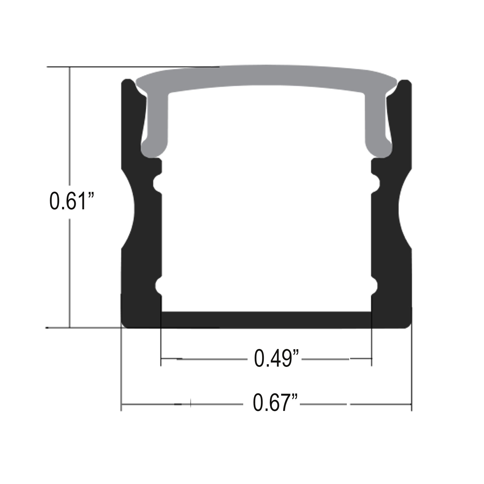 BN253 surface mount LED aluminum profile technical dimensions drawing for LED strip channel