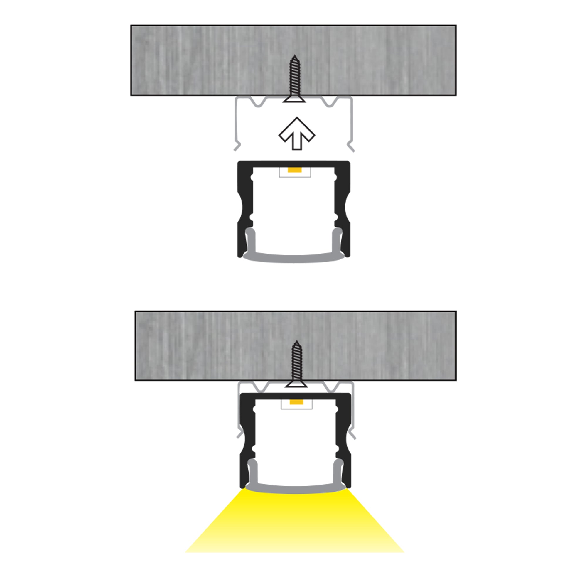 BN253 indoor surface mount LED aluminum profile installation diagram for LED strip lighting