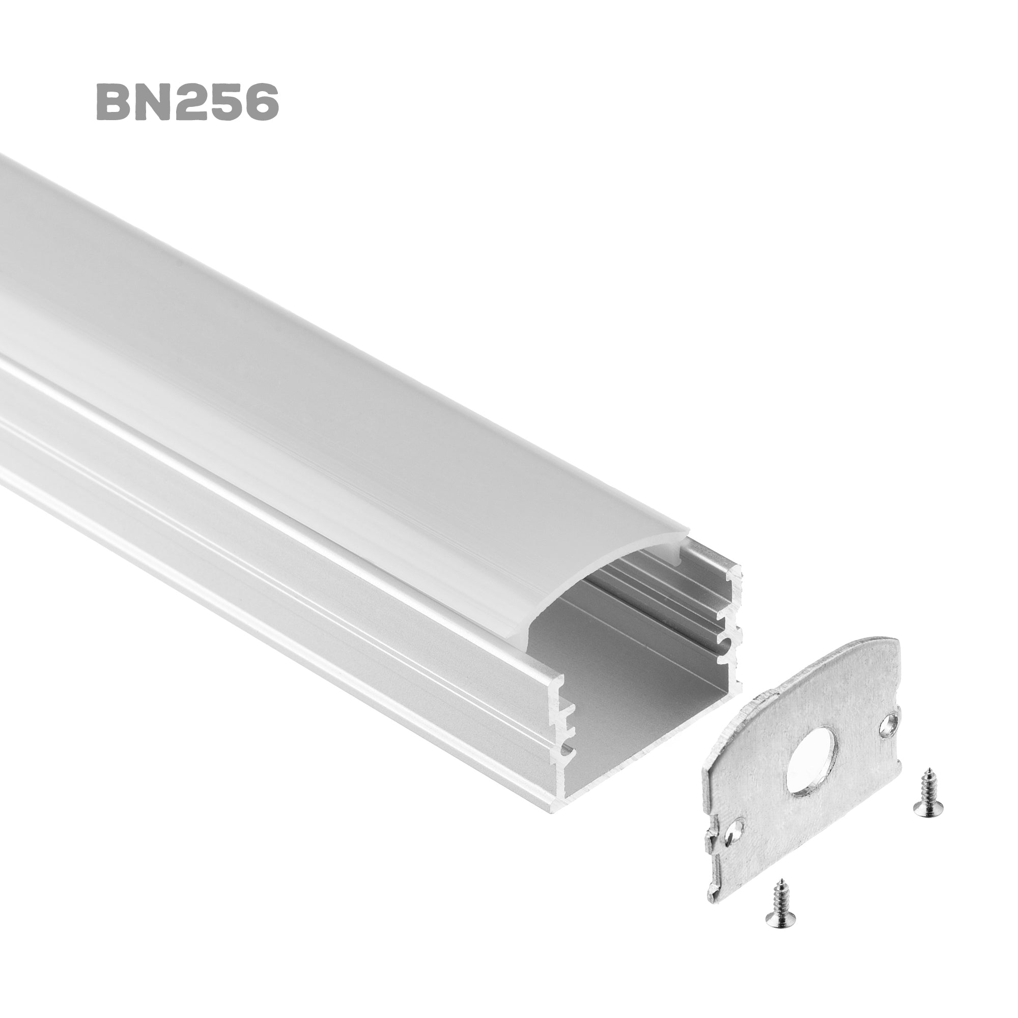 BN256 LED aluminum profile with diffuser cover end cap and mounting screws for installation