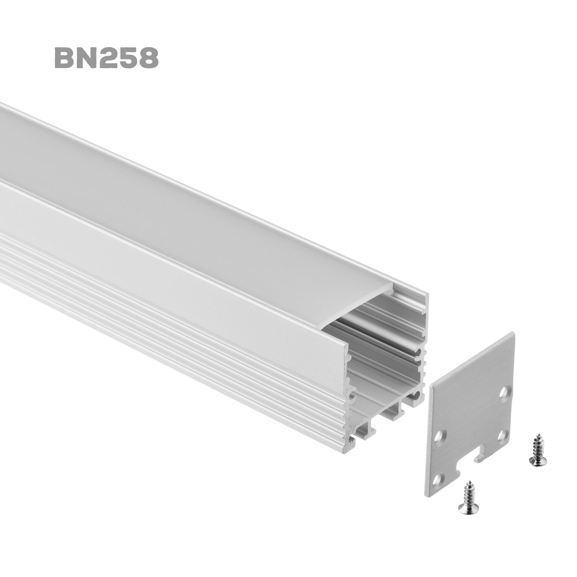 BN258 extra large LED aluminum profile with diffuser end cap and mounting screws for installation