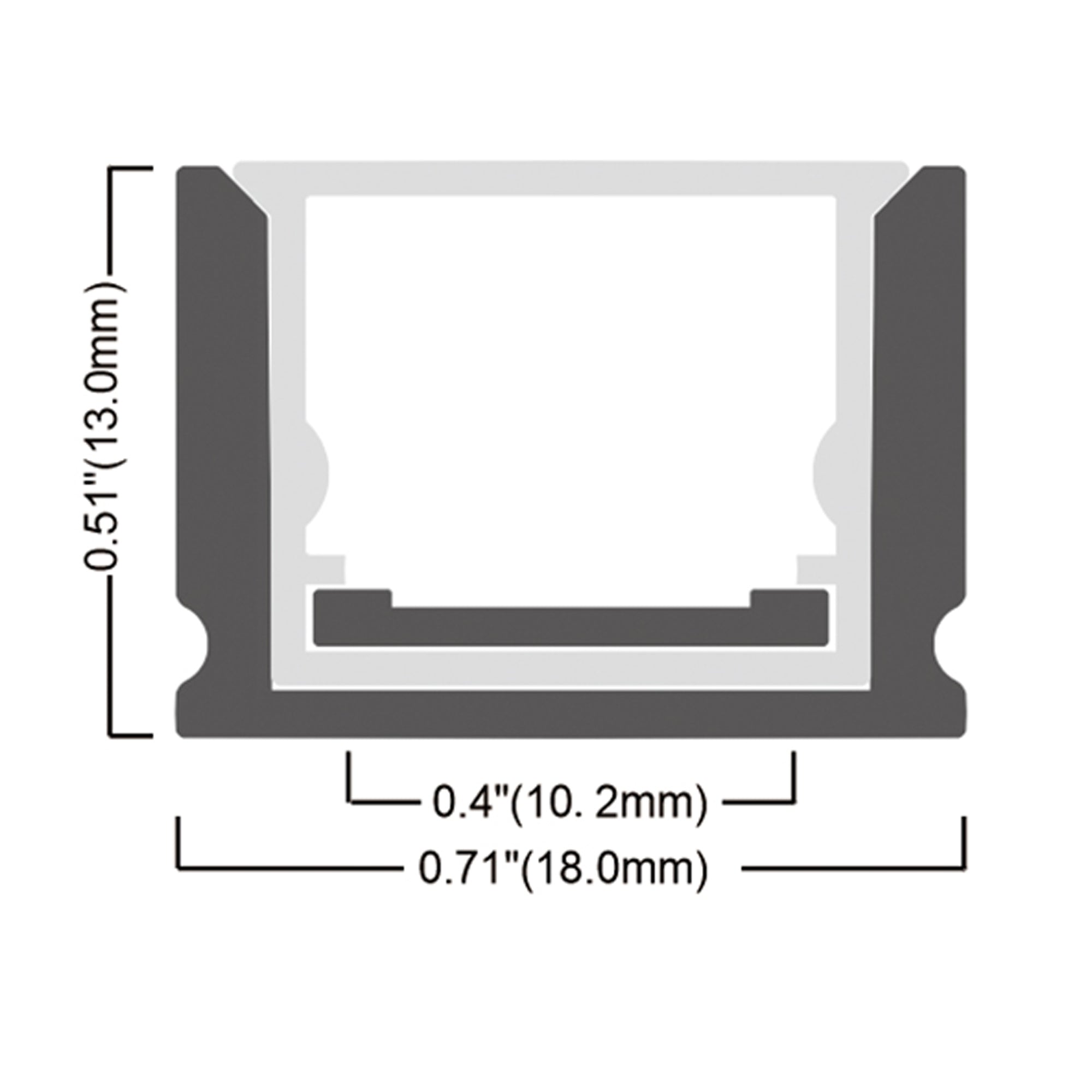 BN265 waterproof surface mount LED aluminum channel technical dimensions profile for LED strip lighting