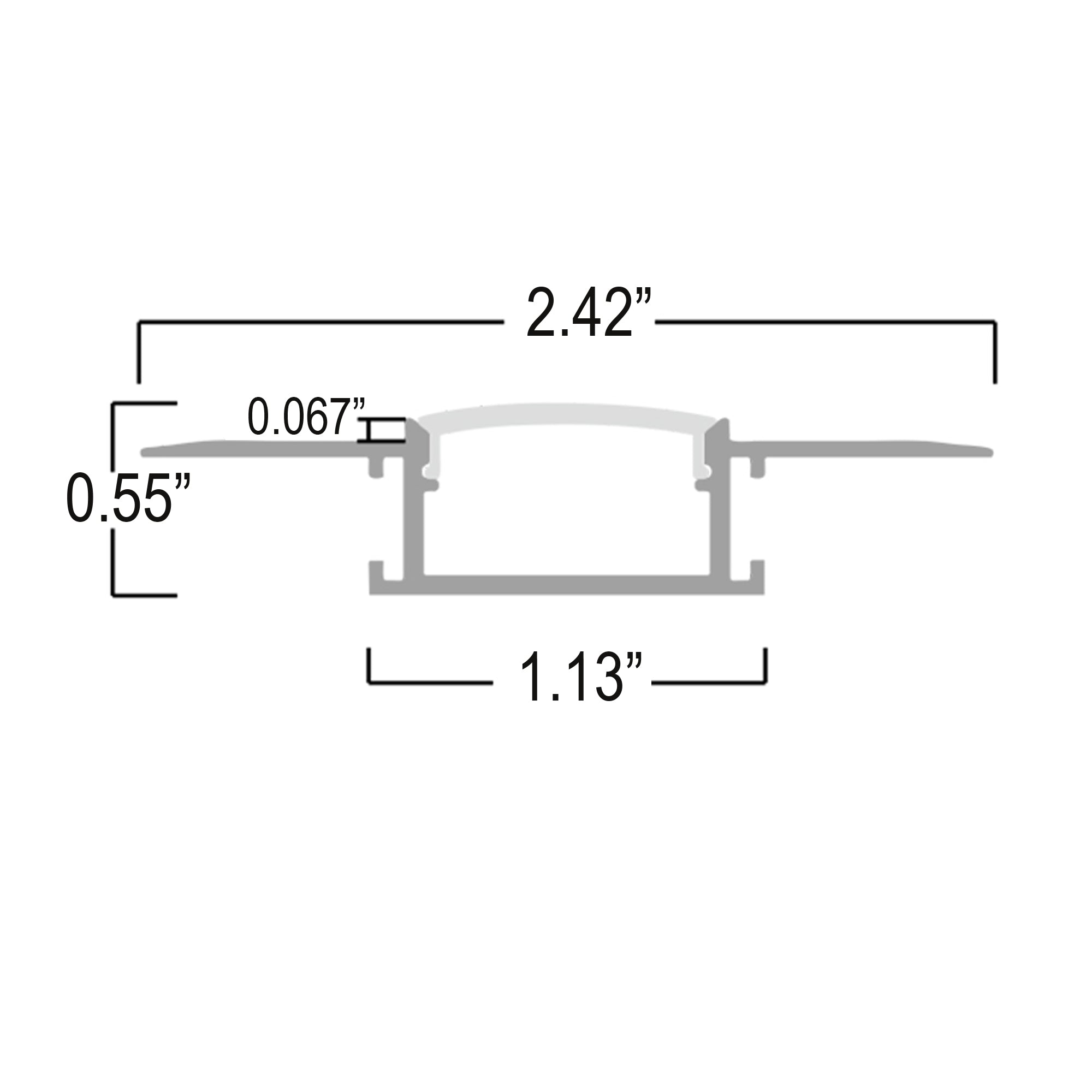 BN5615 indoor plaster in LED aluminum profile technical drawing with dimensions for LED strip installation