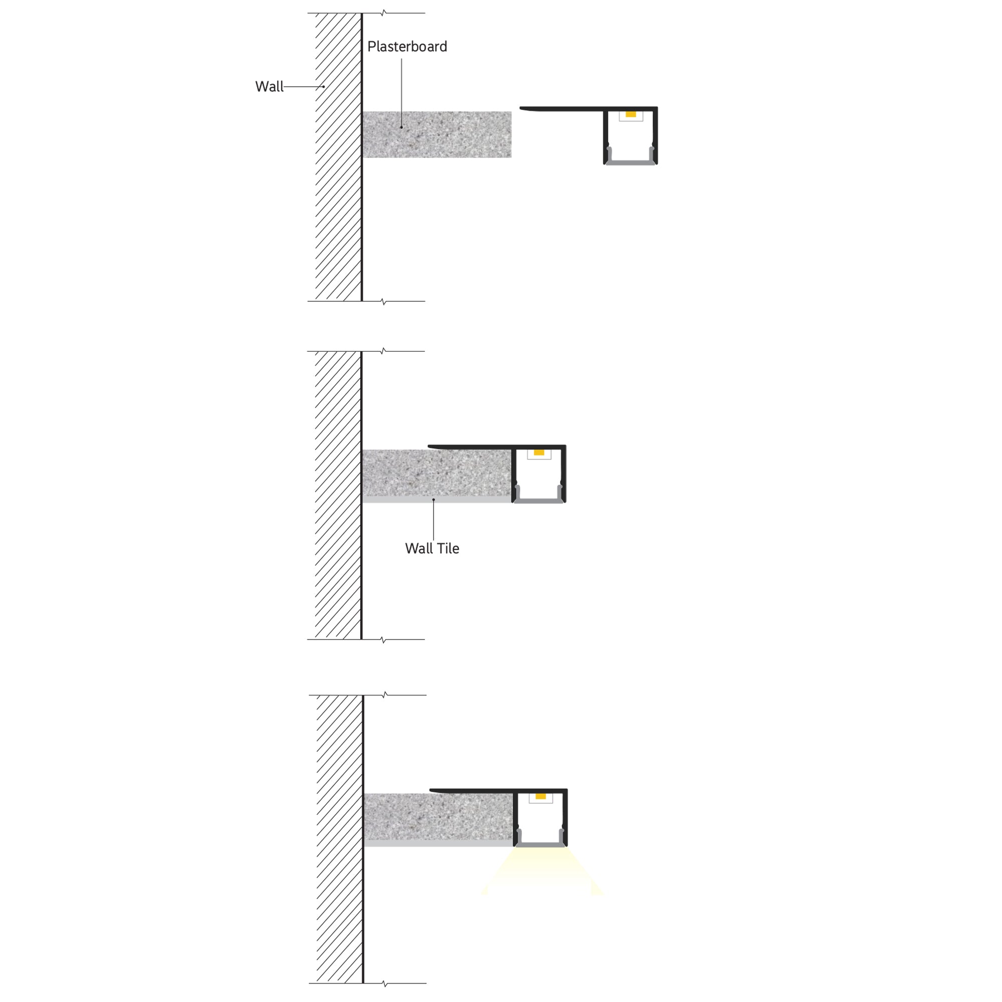 BN5617 indoor surface mount LED aluminum profile installation on wall edge for LED strip lighting