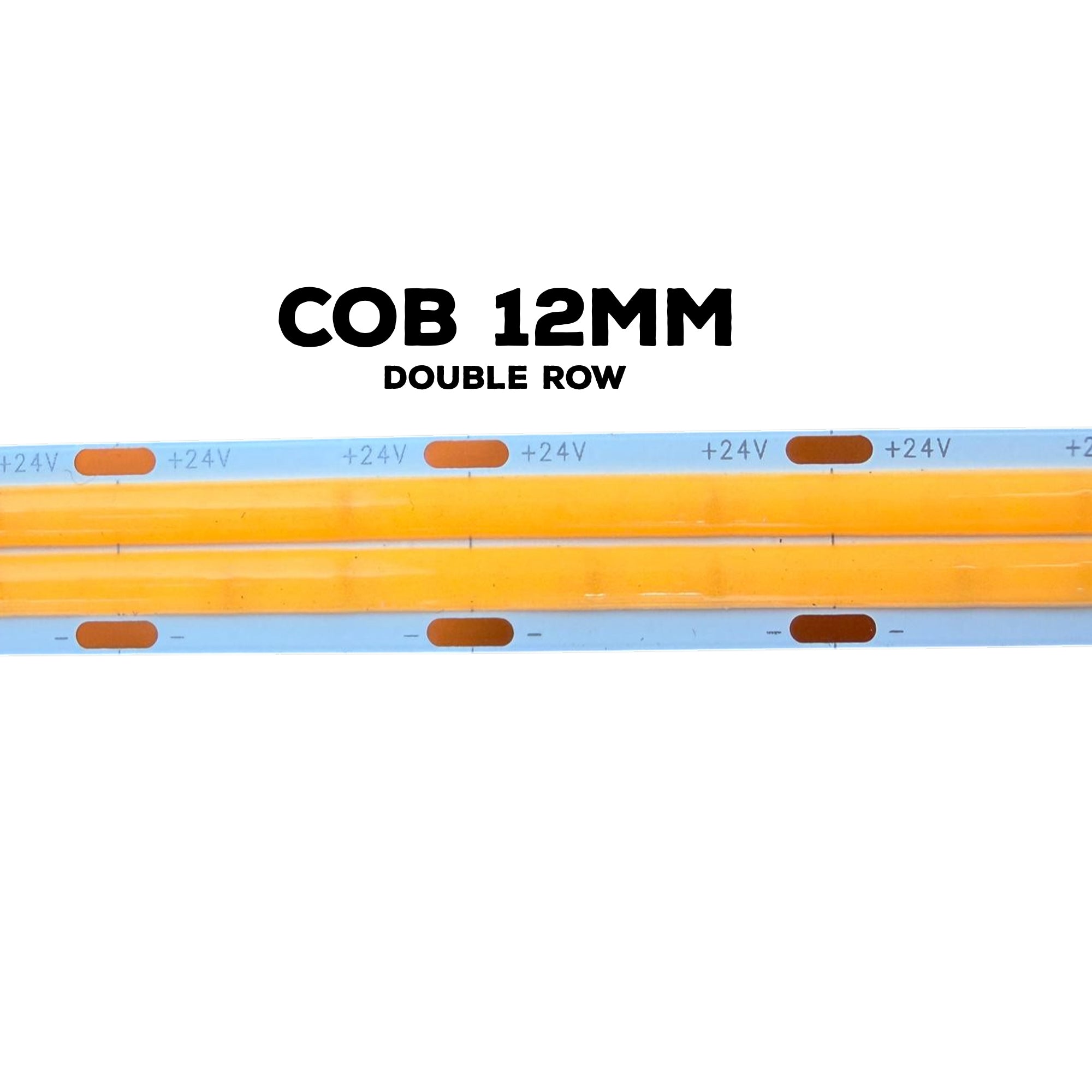 UL listed COB double row LED strip light 24V 12mm indoor showing double line COB LED layout and PCB structure detail