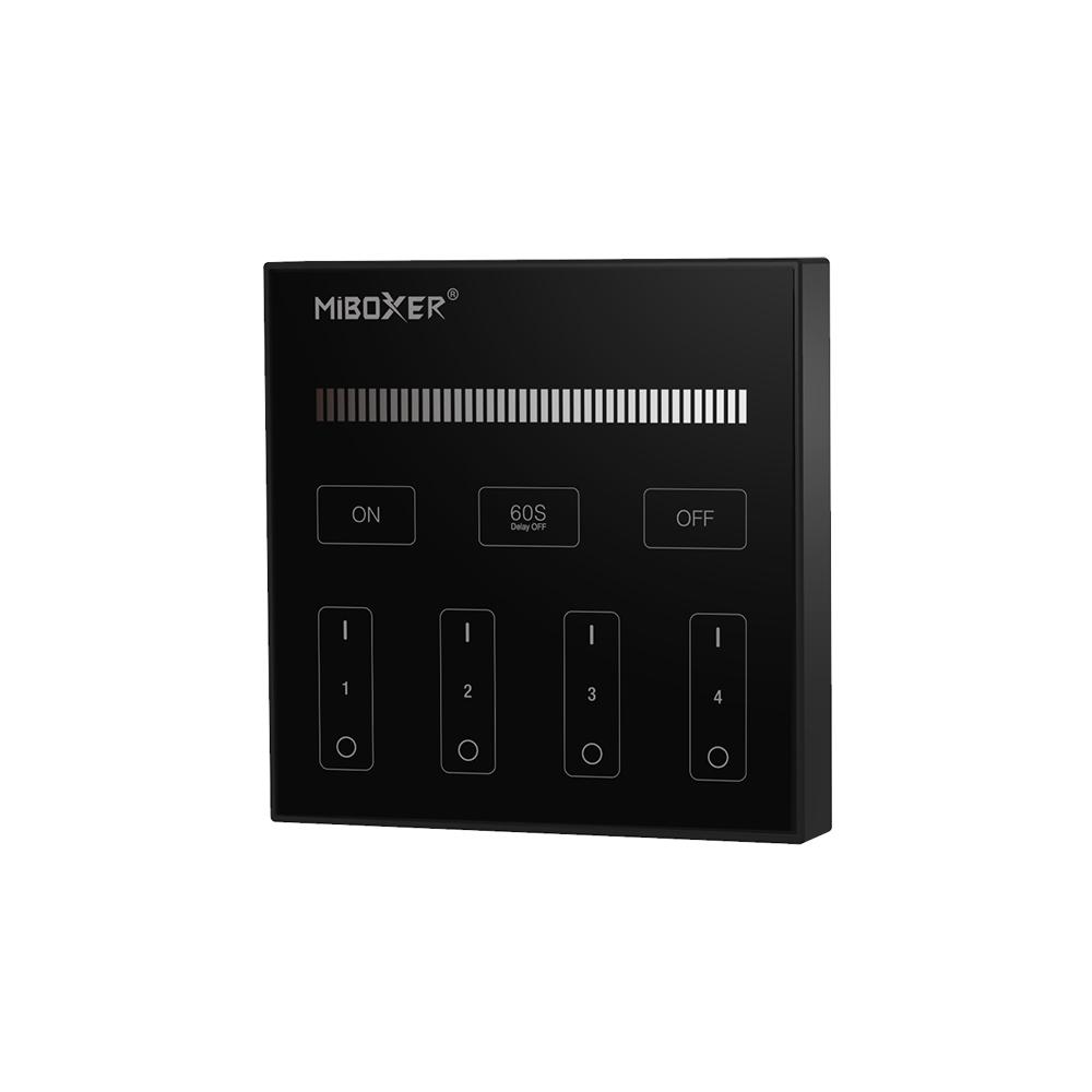 MiBoxer B1-B black 4-zone single color LED wall controller with touch brightness adjustment