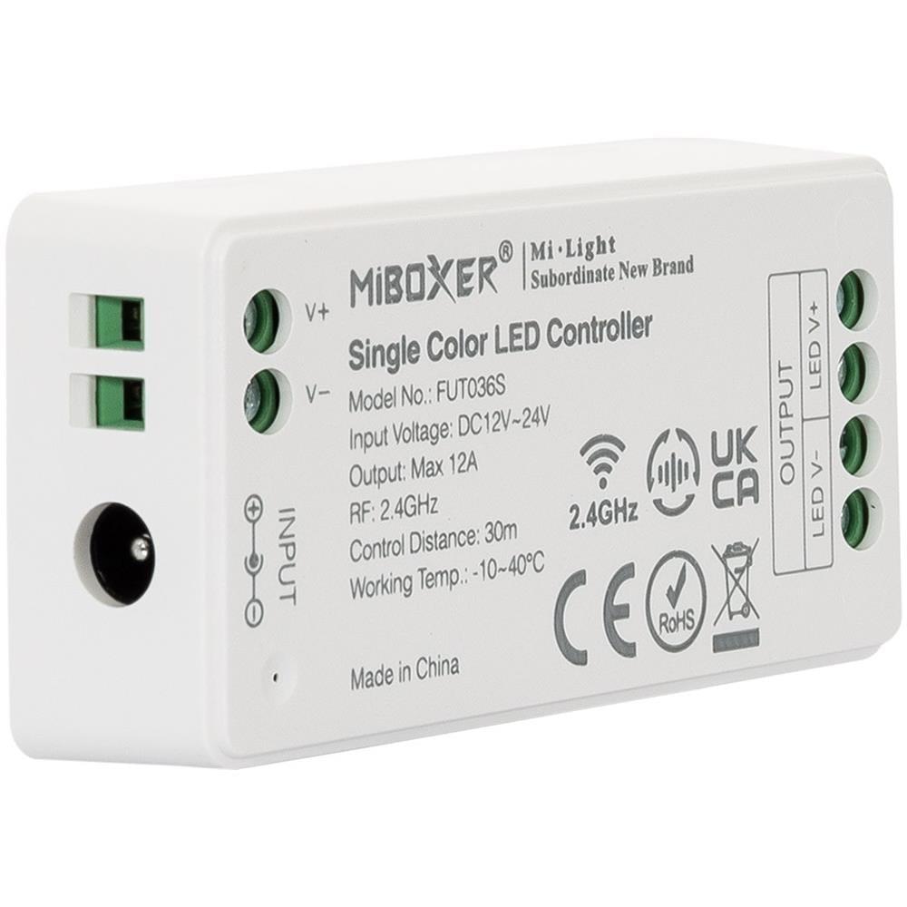 MiBoxer FUT036S single color 12A 12–24V RF LED strip controller