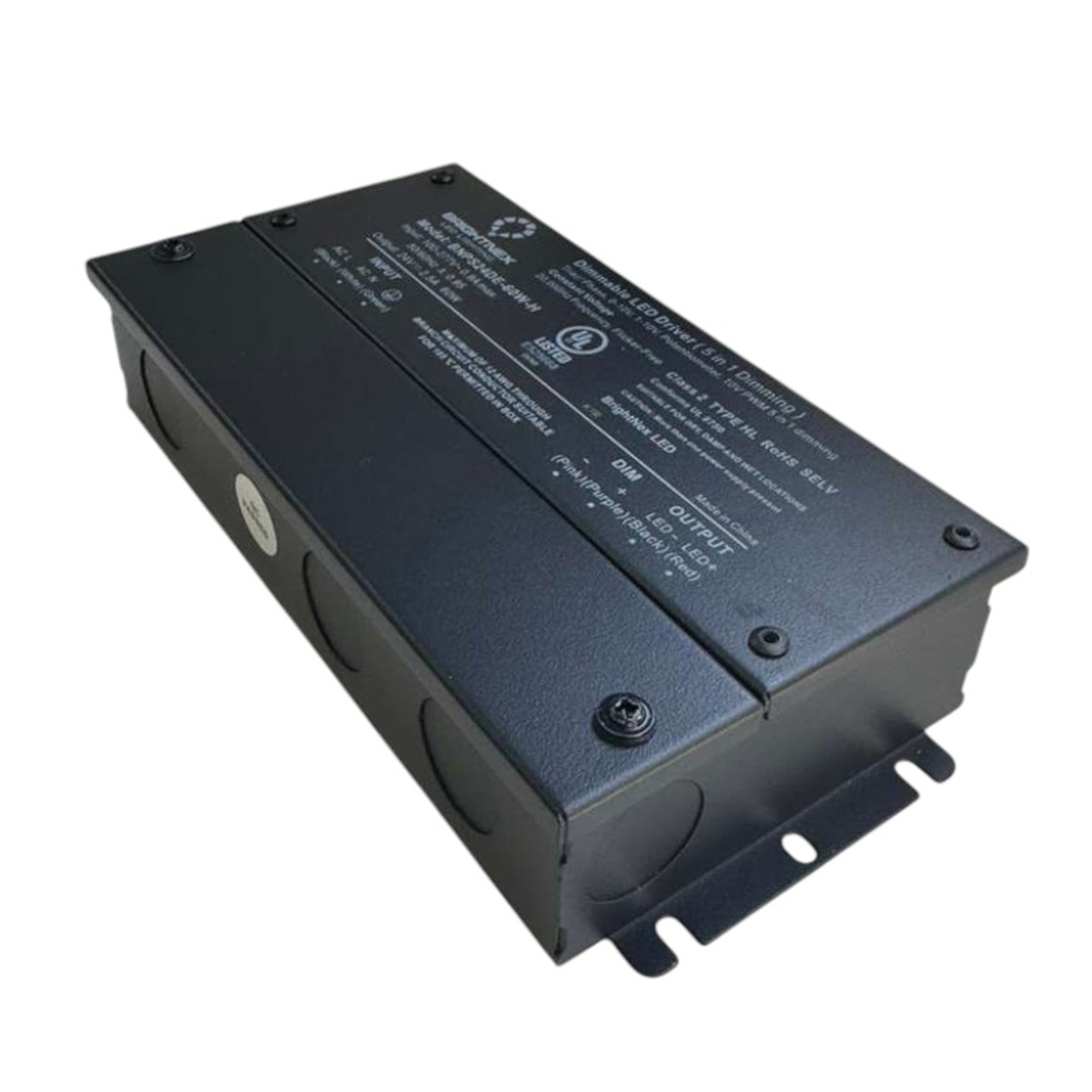 UL listed 12V 24V 60W dimmable LED driver with metal junction box top view for LED lighting installation