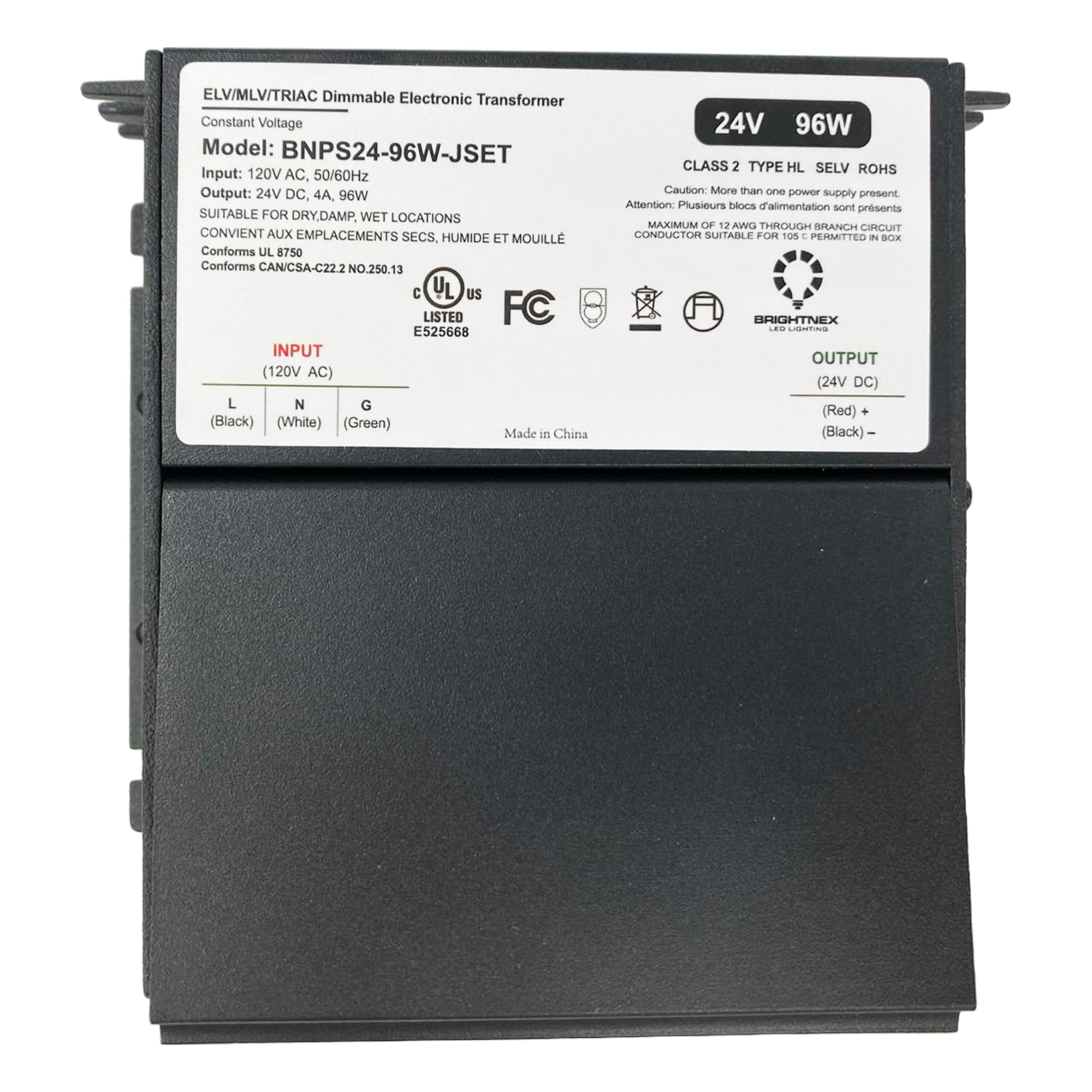 24V 96W LED Transformer – TRIAC/ELV/MLV Dimmable | UL Class 2
