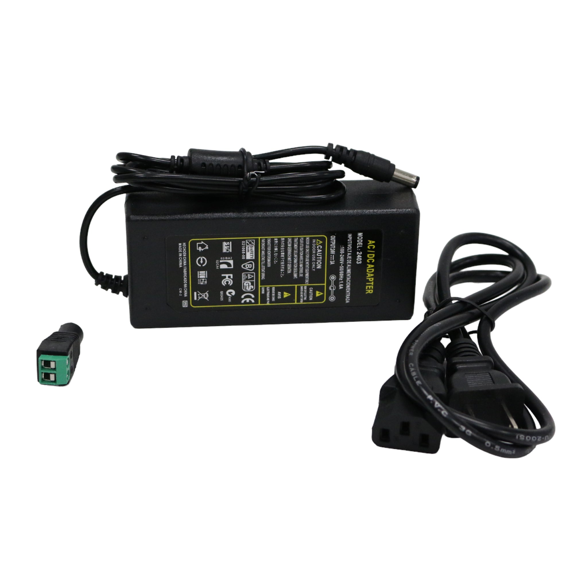 3A 24V  3A LED transformer AC DC power adapter with DC barrel connector terminal adapter and power cord for indoor LED strip lights