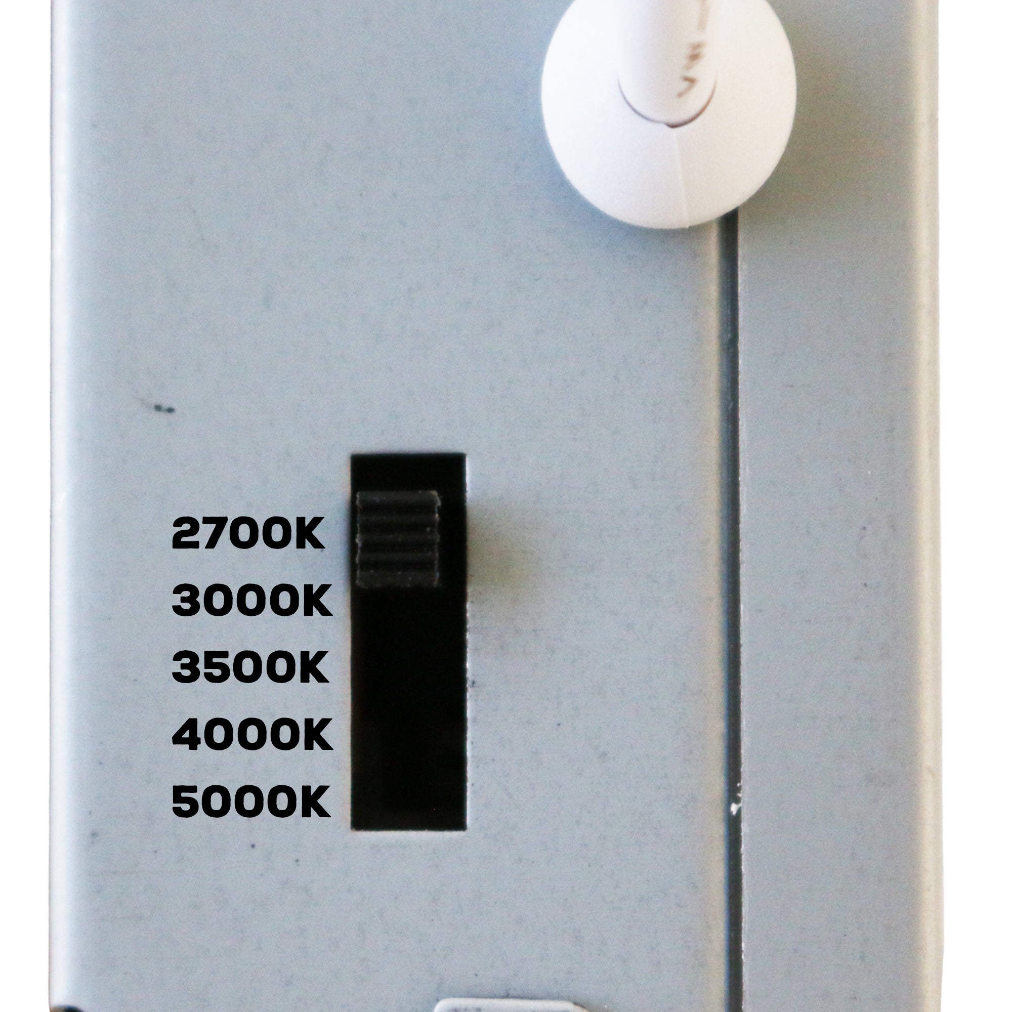 LED recessed downlight 5CCT color temperature selector switch showing 2700K 3000K 3500K 4000K and 5000K adjustable settings