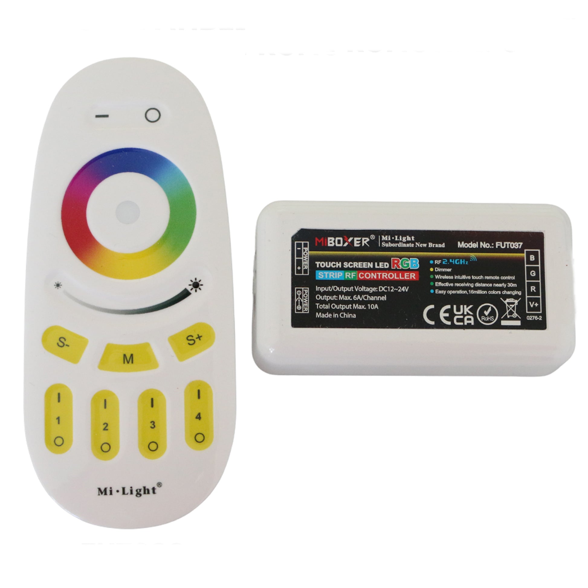 Controller and Remote for RGB LED Strip Light, Mi-Light- RGBW- FU096- RGB Controller FU037