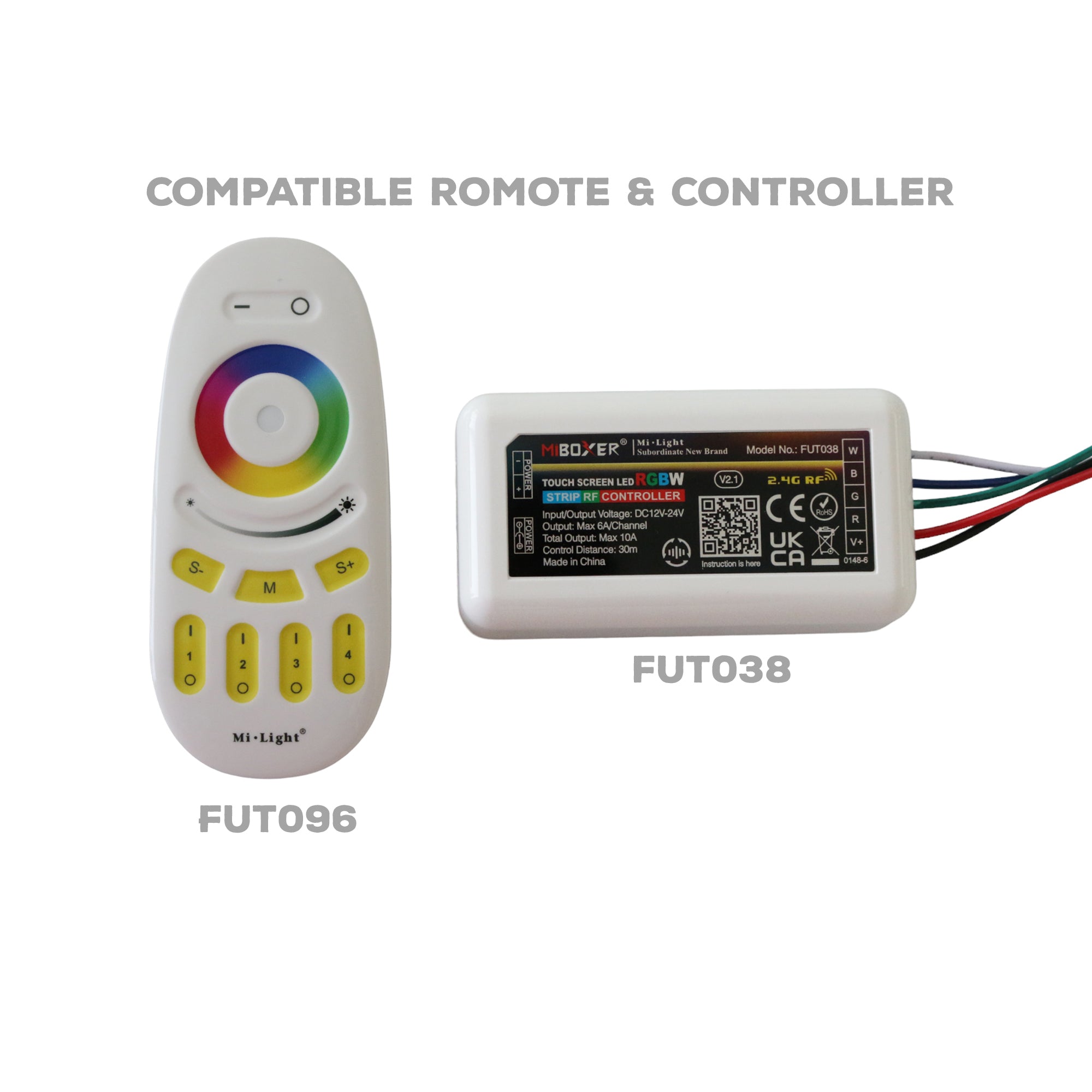 RGBW Strip Light Controller and Remote, Mi - Light- RGBW- FU096-FU038