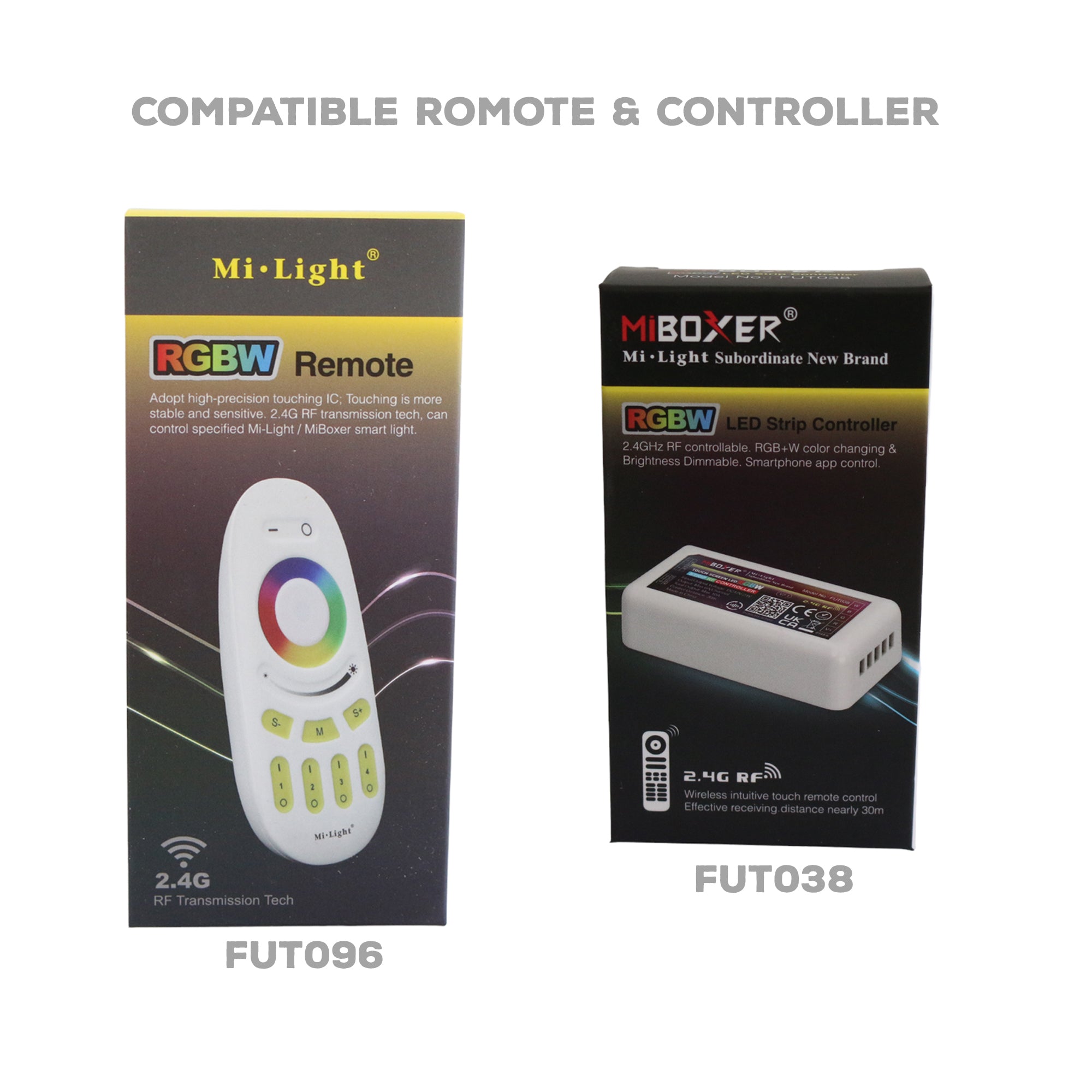 RGBW Strip Light Controller and Remote, Mi - Light- RGBW- FU096-FU038