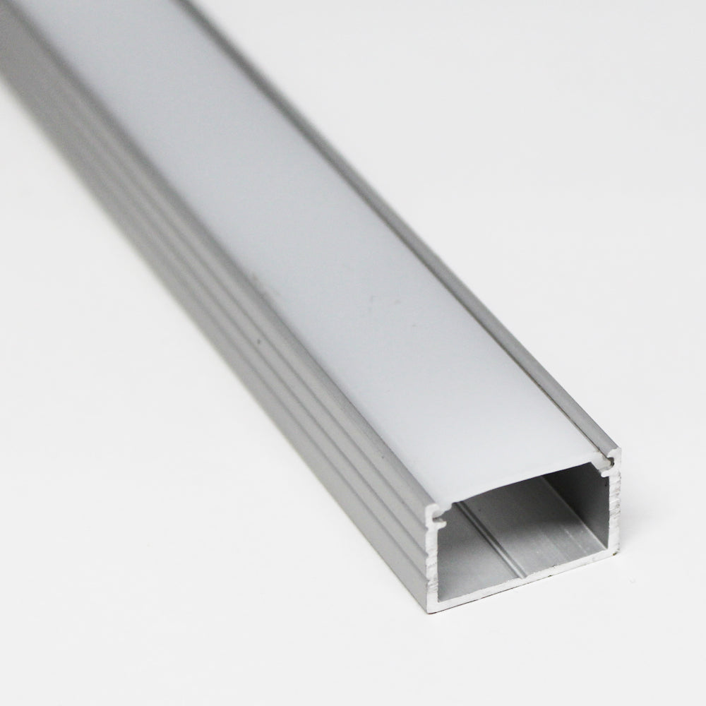 Surface mount LED aluminum profile with diffuser installed for indoor linear lighting