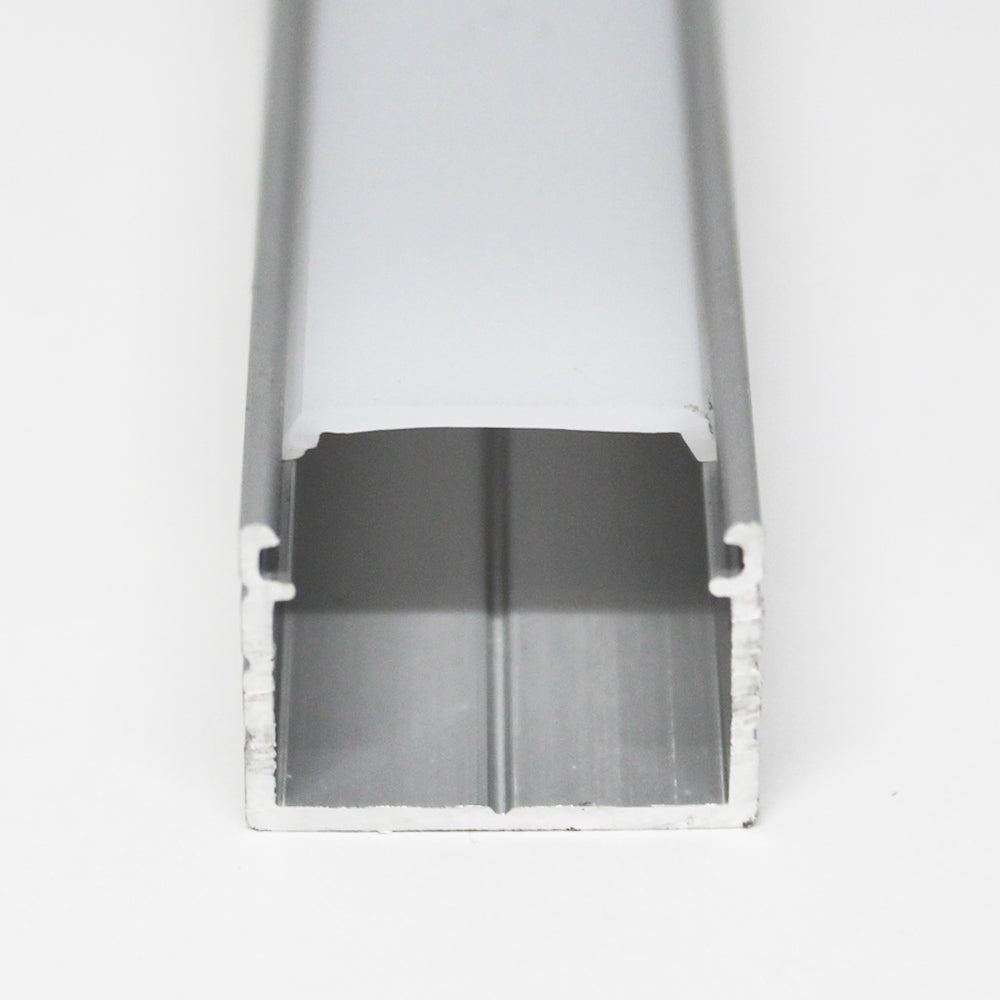 LED aluminum profile extrusion front view showing channel for LED strip housing