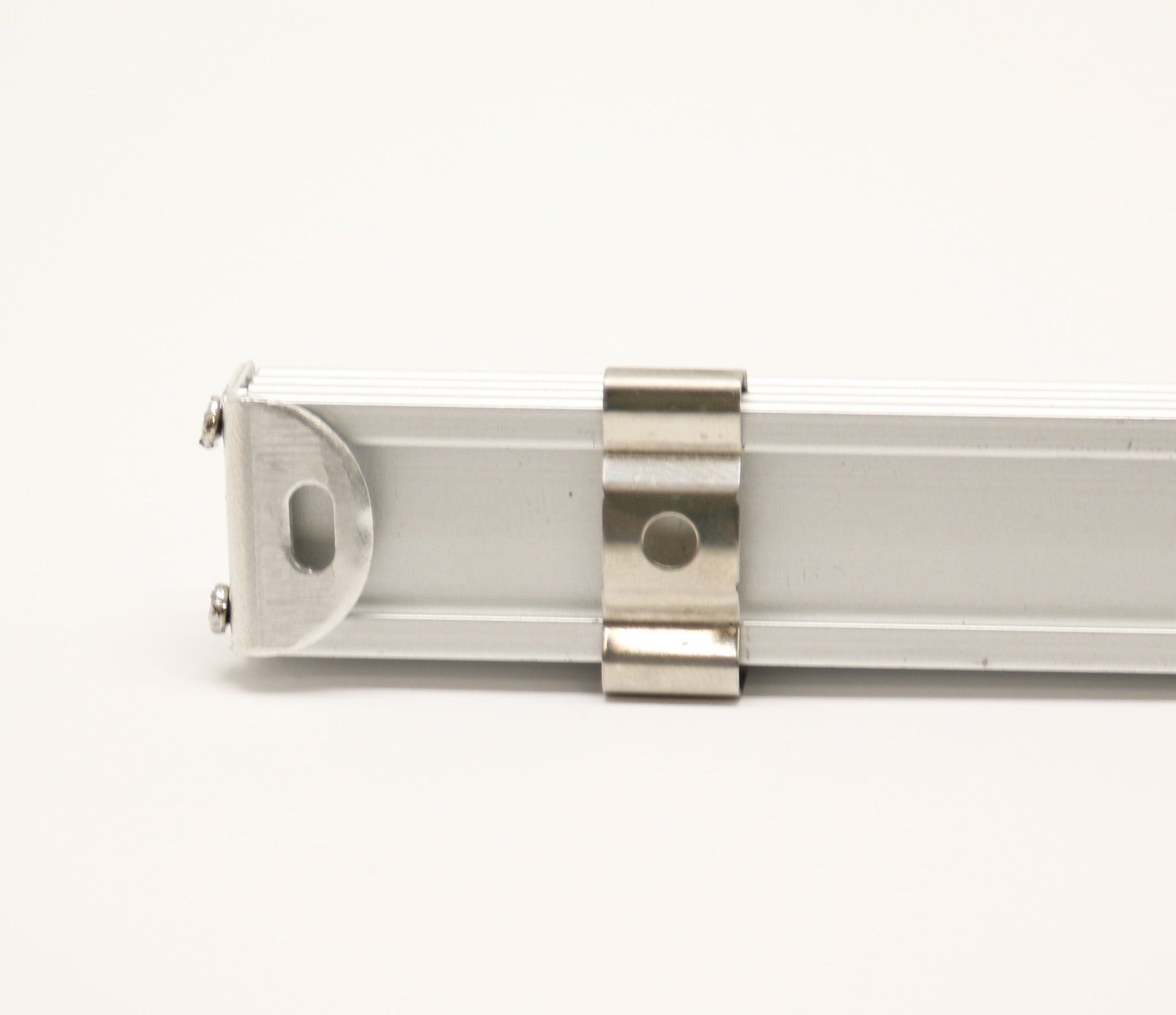 BN250 surface mount LED aluminum profile with metal mounting clip installation detail