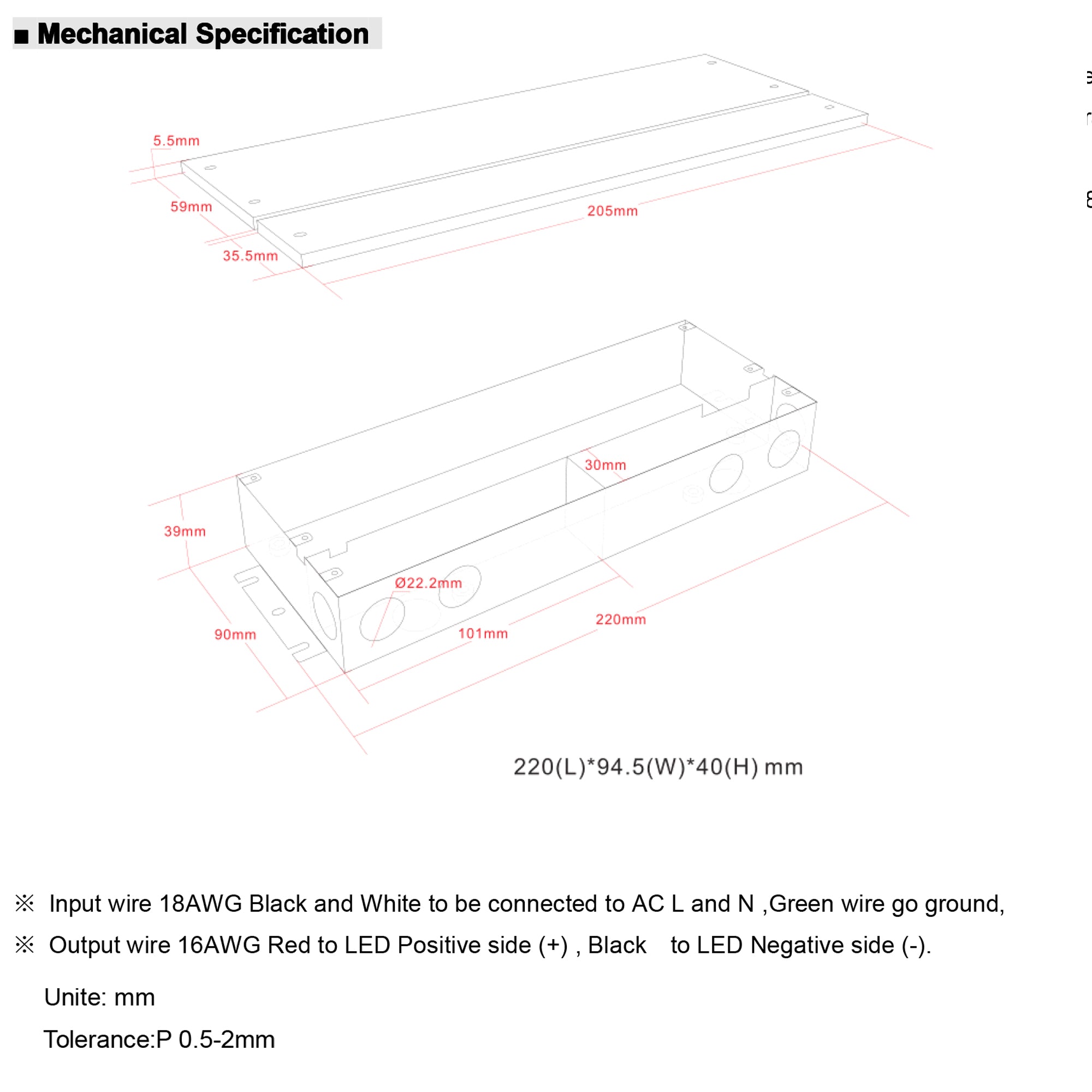 UL listed 12V 24V 100W dimmable LED driver multi connection wiring diagram showing Triac drivers and LED strip light connections for outdoor installation